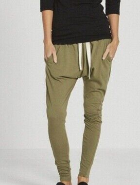 Bassike Olive Green Slouch Jersey Drawstring Harem Style Jogger Pants, Women S